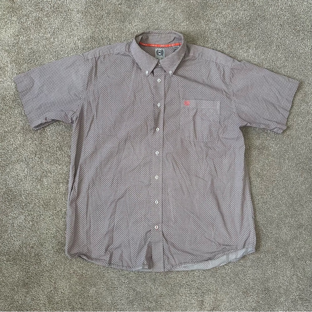 Cinch Men's Casual Button Down Shirt - Gray and Red